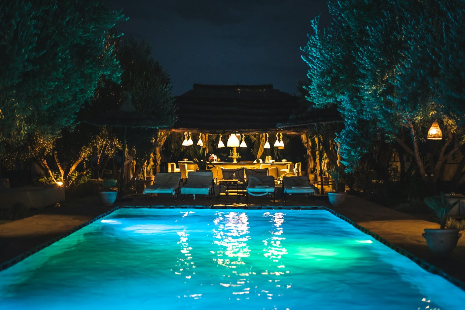 Swimming pool by night